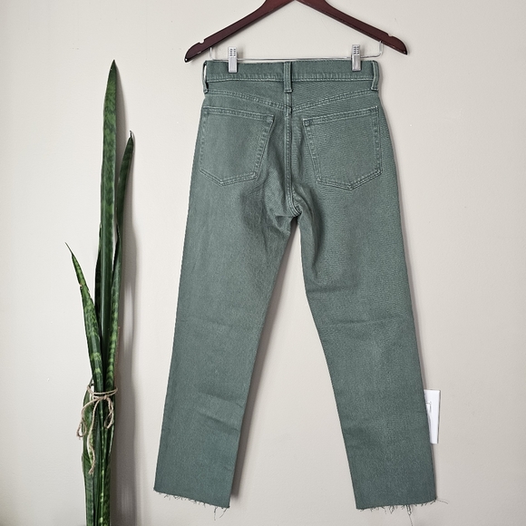 Sage Green Cheeky Straight High Rise Raw Hem Denim Jeans - GAP - Picture 3 of 5